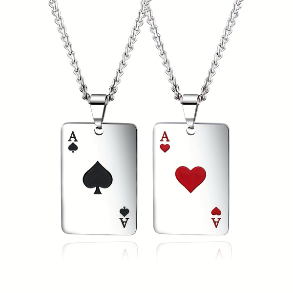 Fashion Hip-Hop Necklace Creative Poker - 2 Pieces