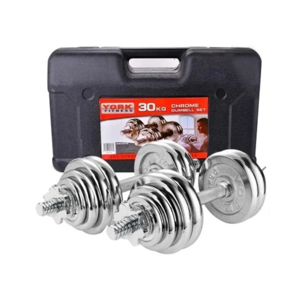 Adjustable Dumbbells Round Chrome Iron Set With Case 20KG 30KG