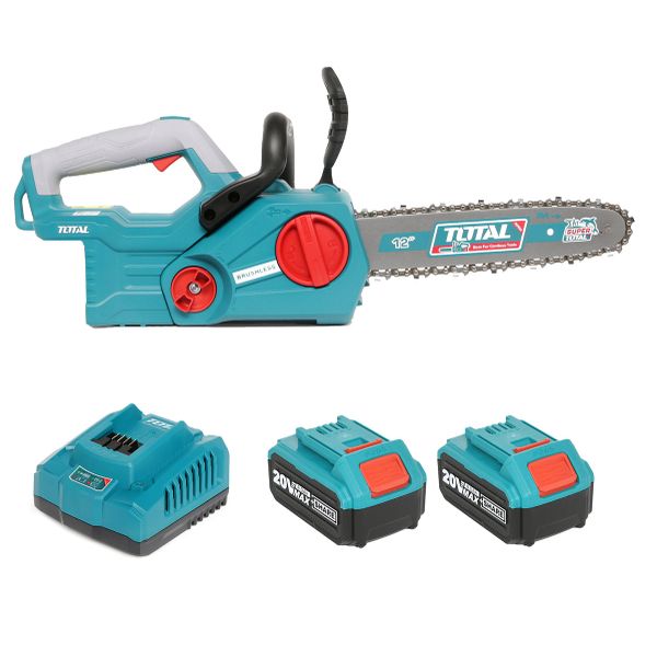 Total Tools - Cordless Chain Saw (30cm/12") with 2x 4Ah Batteries &amp; Charger