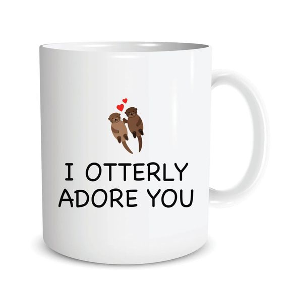 I Otterly Adore You Boyfriend Girlfriend Anniversary Valentine Gift Mug