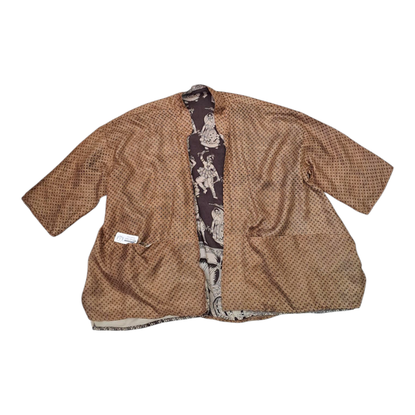 Gift Emporium Reversible 100% Silk Kimono Brown &amp; Gold - One Size Fits All