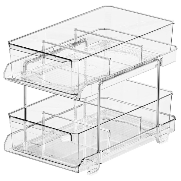 2 Tier Bathroom Organizer with Dividers, for Bathroom and Kitchen Counter
