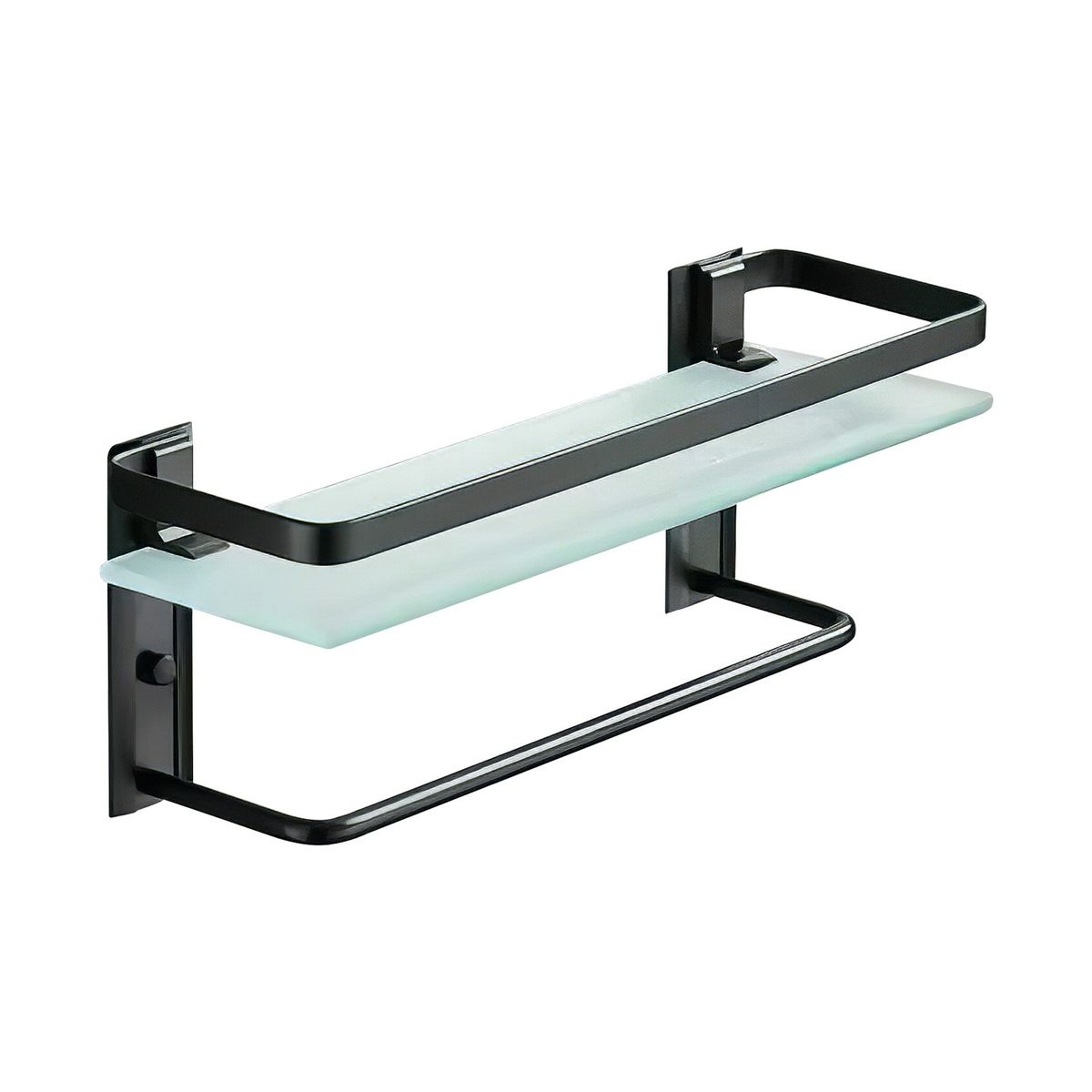 Wall Mounted Stainless Steel Glass Shelf With Towel Rack - Black | Shop ...