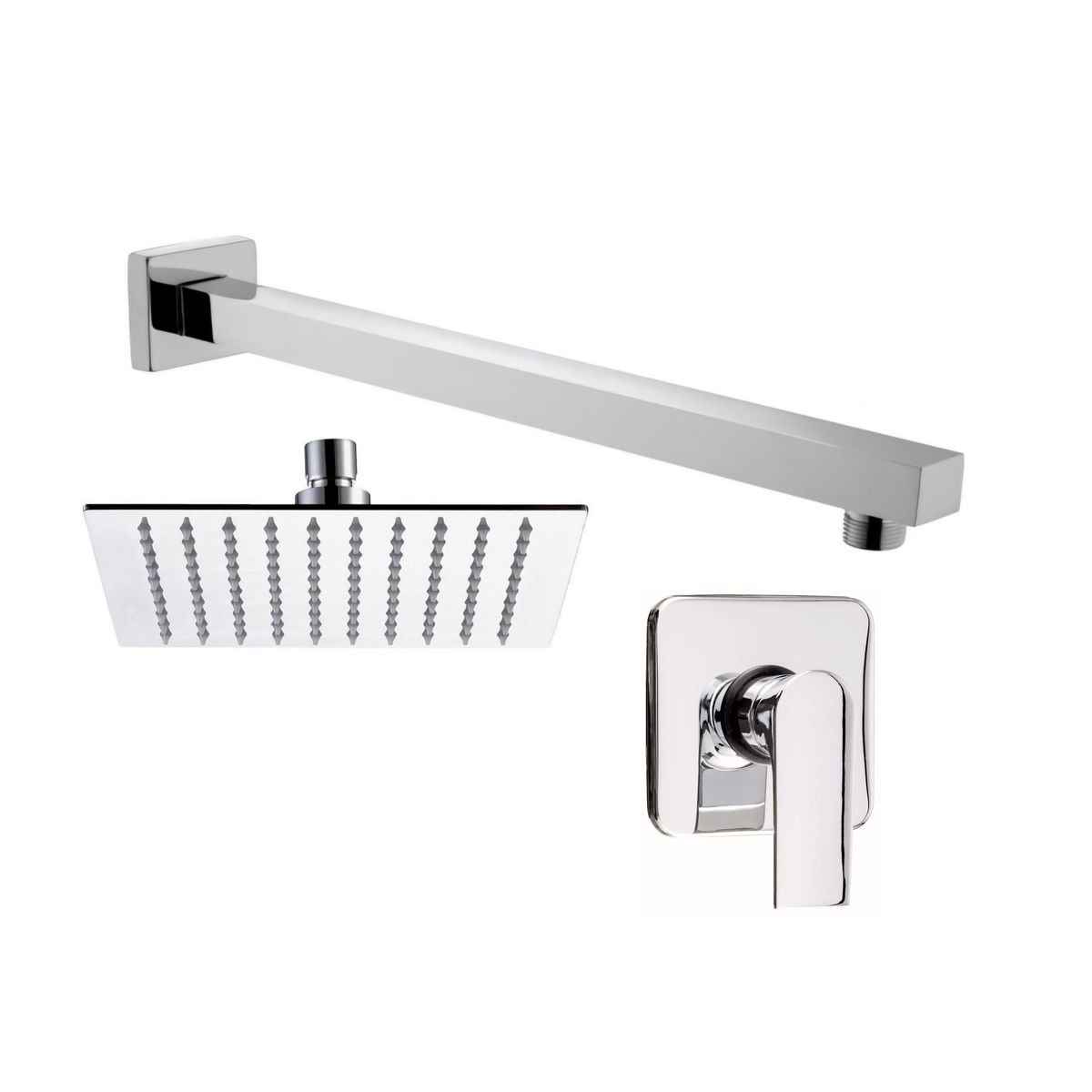 High End Stainless Steel Square Shower Combo Set