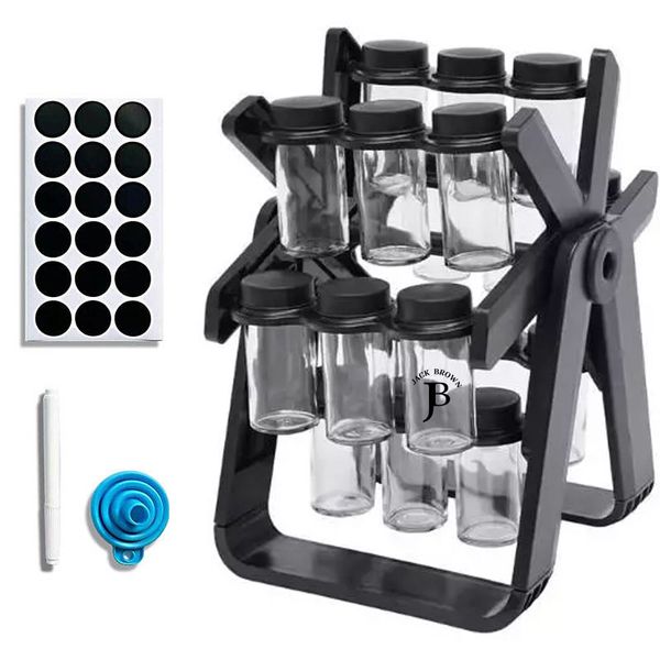 Jack Brown 360 Revolving Ferris Wheel Spice Rack with Label &amp; Chalk
