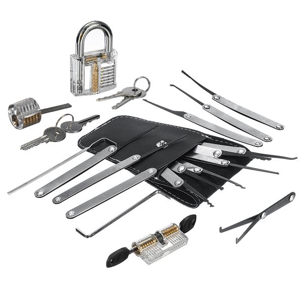 Premium 25 Piece Locksmith Set with 15 Lock Picks and 3 Practice Locks