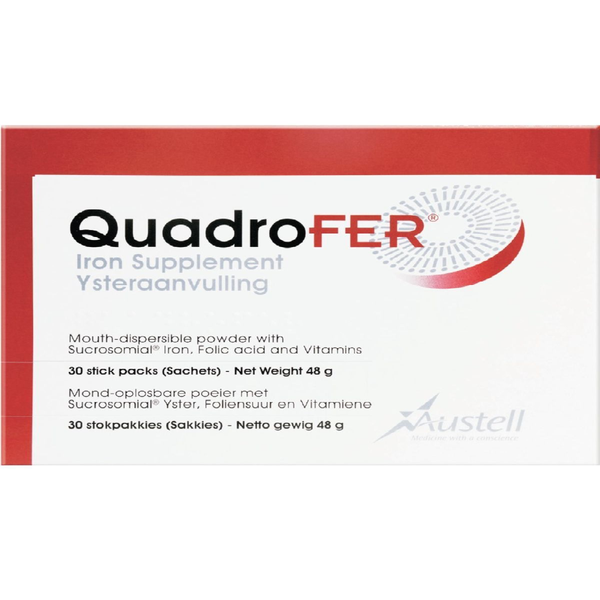 QuadroFer Iron Supplement 60 Stick 2 x 30 Packs (Sachets)