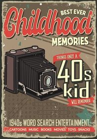Best Ever Childhood Memories 1940s Word Search Entertainment: Things ...