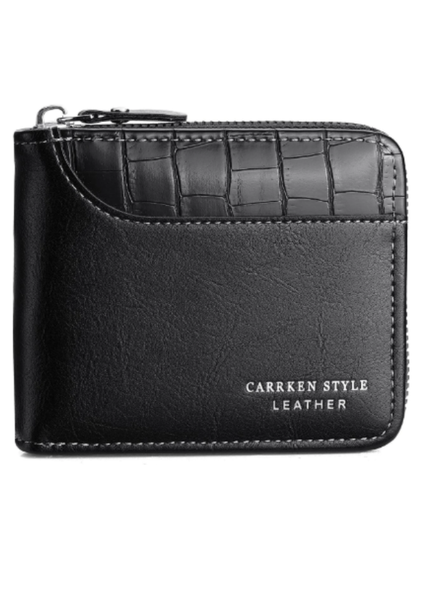 Carrken Style Men's Crocodile Patterned Leather Short Wallet