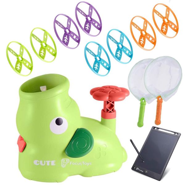 FocusToys Elephant Flying Disc Launcher Catching Game With Doodle Tablet
