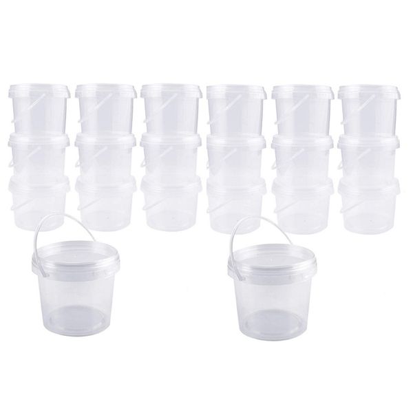 Clear Plastic Food Buckets With Lids - 1 Litre (Pack of 20)