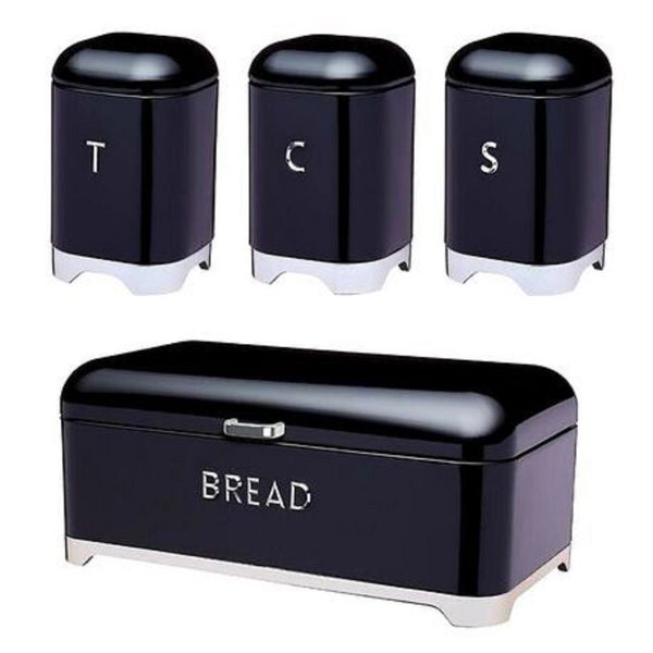 Bread Bin and Cannister Set - Black and White