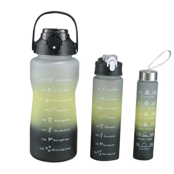 Three Piece Black, GFray And Blue Water Juice Bottles