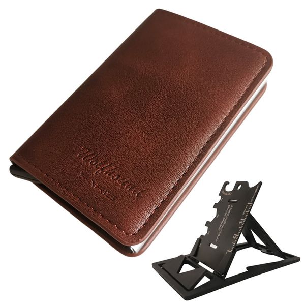 Credit Card Pop Up Wallets RFID Block Minimalist + Cellphone Stand Foldable