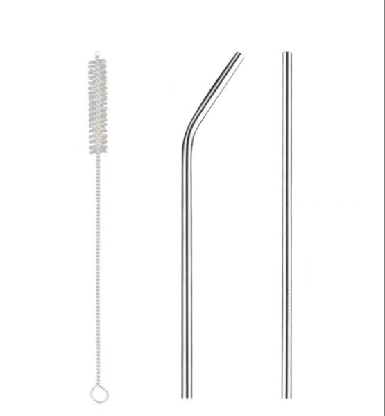 2pcs Stainless Steel Reusable Straw with Cleaning Brish