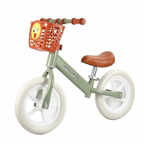 Kids Balance Bike with Front Basket - Green