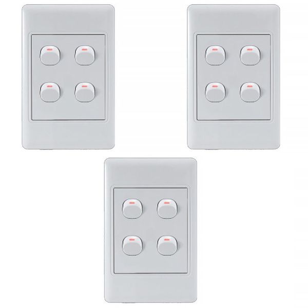 4 Lever 2 Way Light Switch For 2 X 4 Electrical Box(3 Pack)