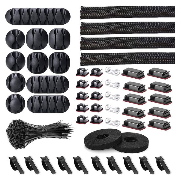 152 Pieces Cable Management Kit with Wire Organizer Sleeve Cable Holder