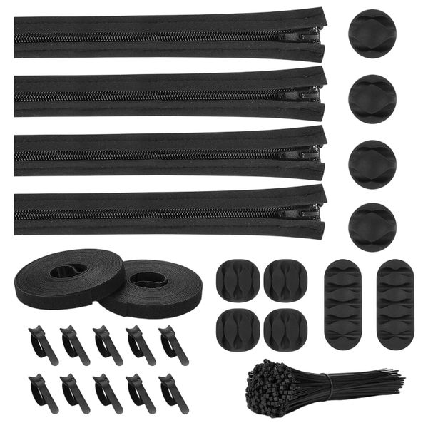 Reusable Cable Organizer Clips Cable TiesKit Cable Management Sleeve 126pcs