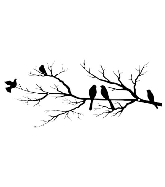 Birds On Branches Metal Stencil Wall Art - Black