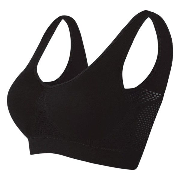 Breathable Padded Full Coverage Sports Bra - Black