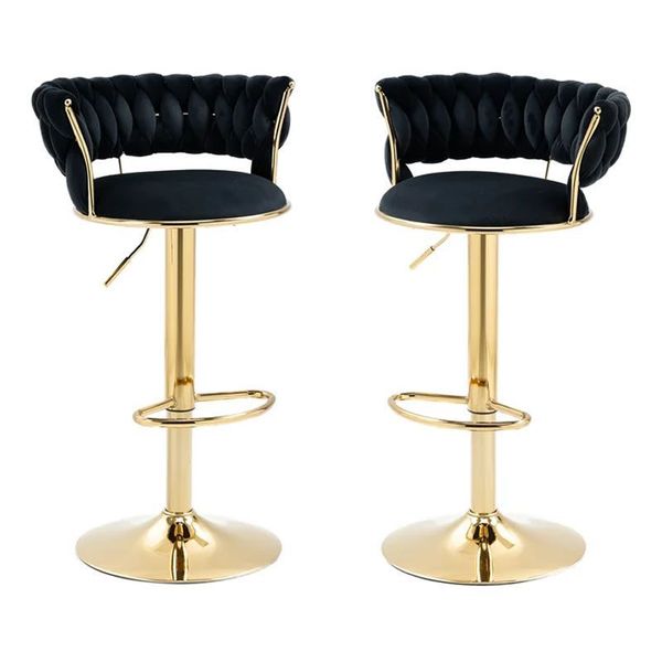 New Look Velvet Swivel Luxury Bar Stool - Set Of Two