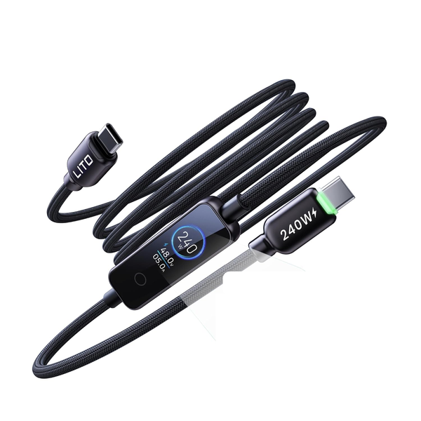LITO 240W USB Type-C Cable with Smart Display &amp; Real-Time Power Monitoring