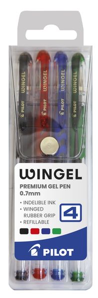 Pilot Wingel 0.7mm Gel Pens - Wallet of 4 Basic Colours
