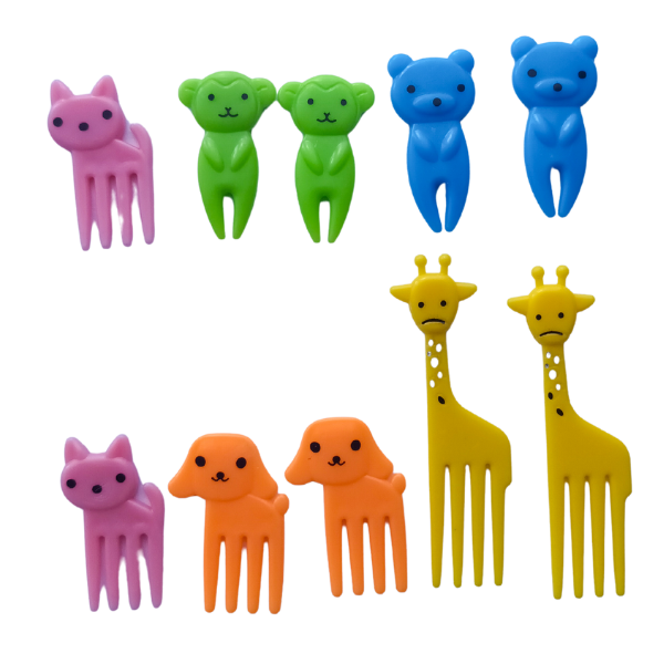 Cartoon Animal Fruit Forks - 10 Pieces