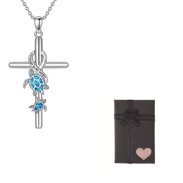 Christian Cross Turtle Necklace With Gift Box For Girls and Women