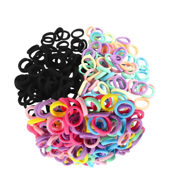 300-Piece Colorful Assorted Elastic Hair Ties Set - Multicolor