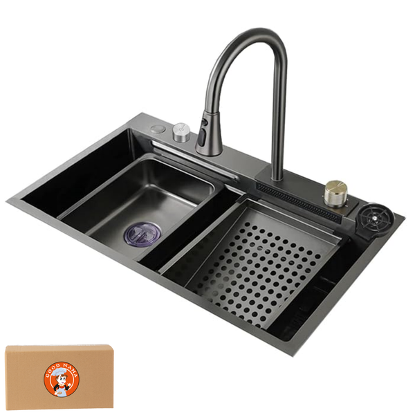 GoodMama Kitchen Sink Single Bowl with Fraucet Stainless Steel