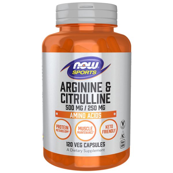 NOW Sports Arginine &amp; Citrulline 500 mg / 250 mg - 120 Veg Capsules