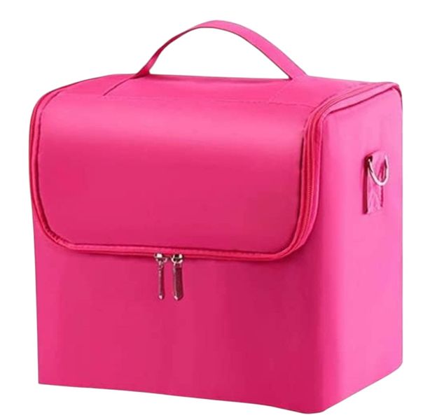 1 x Pink 4 - Folding Trays Travel Organizer Storage Case for Make Up Nails