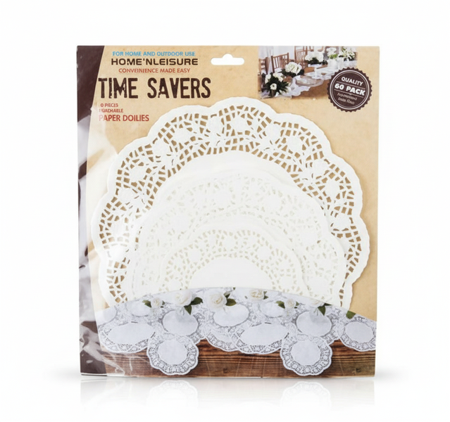 Home n Leisure 60 Piece Round White Doilies 15/20/25 cm for Events