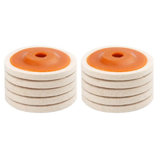 10 Piece 4 Inch Wool Felt Polishing Wheel Disc for 5/8" Arbor Angle Grinder