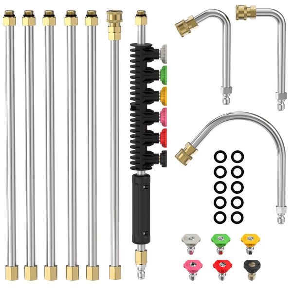 Pressure Washer Extension Wand Set Gutter Cleaning Tools 1/4" Quick Connect