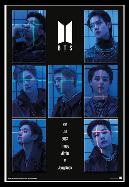 BTS (Group Grid) Poster with Black Frame