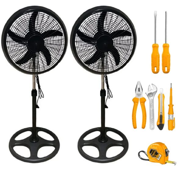 Fan 18 Inch High Power - Black With 7 Piece Tools Set