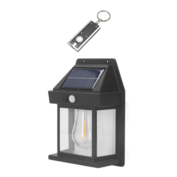 Modern Solar-Powered LED Wall Light with LED Keyring Torch - 2 Pack