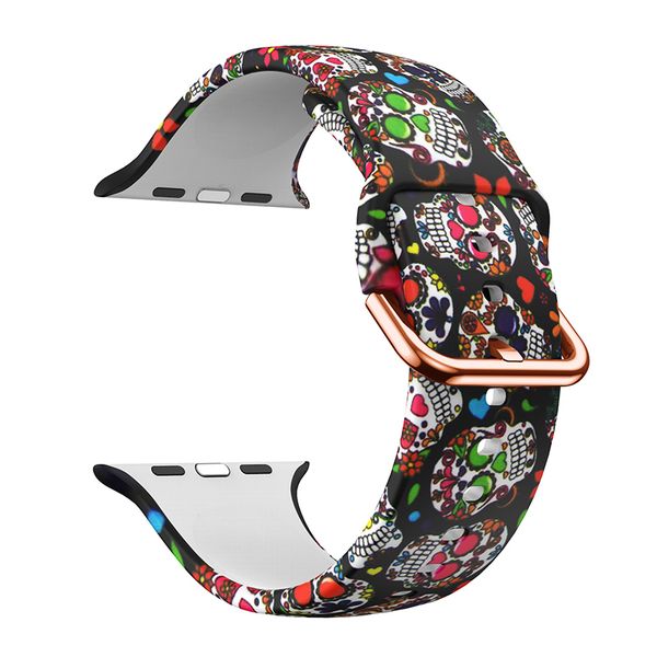 Silicone Strap for Apple Watch 38/40/41mm-Skull Print