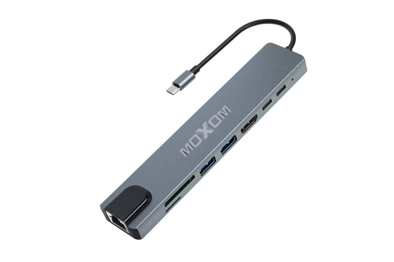 Moxom 8-in-1 USB-C Hub Adapter with HDMI, PD Charging &amp; Ethernet