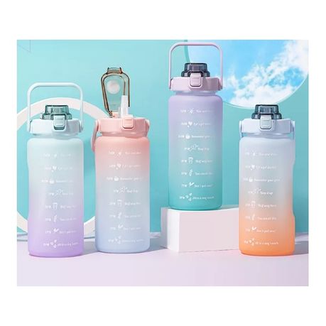 3-in-1 Water Bottle with Motivational Time Markers - Set of 3 - Blue Ombre, Shop Today. Get it Tomorrow!