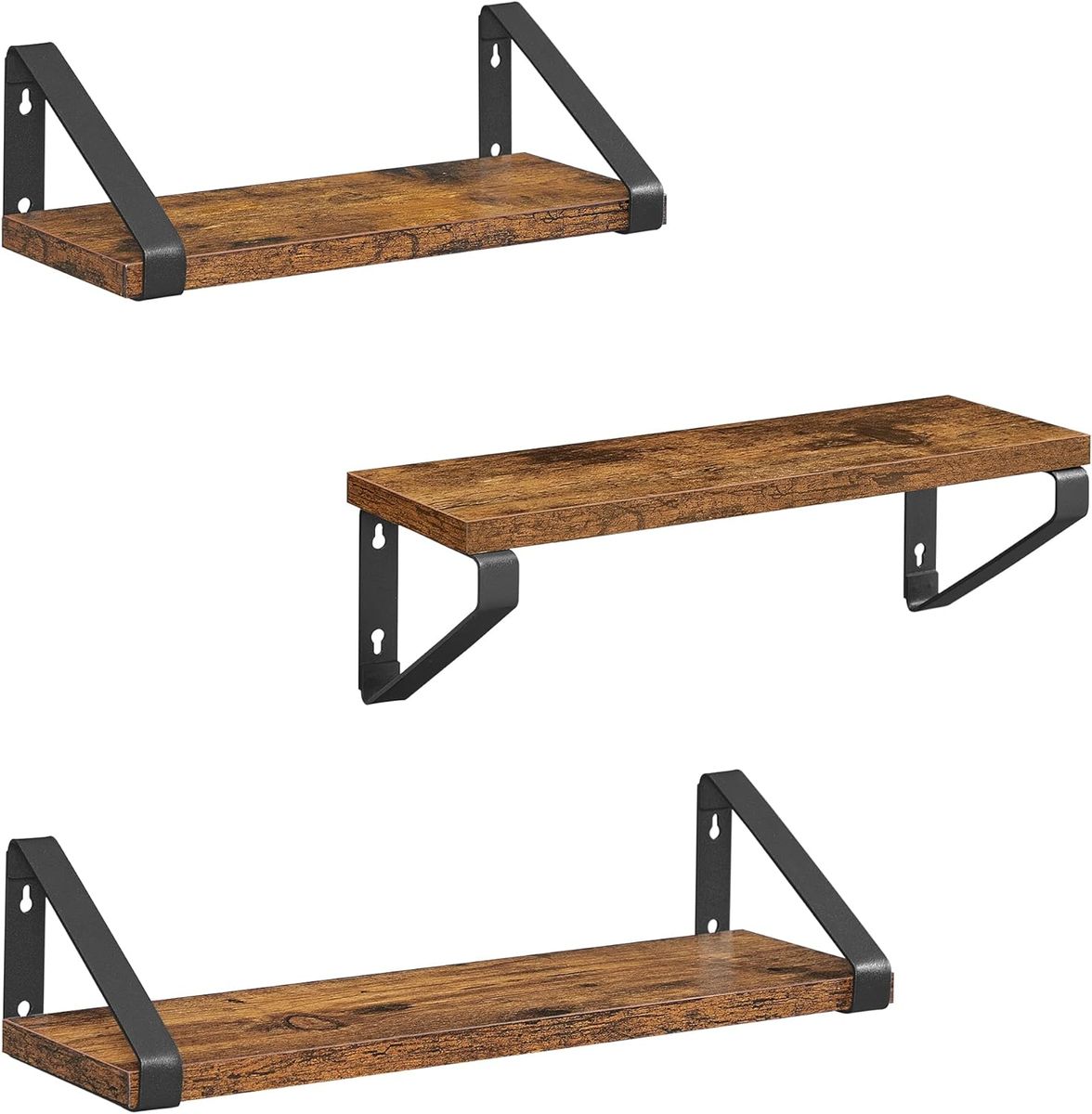 3PCS Industrial Floating Shelves - Rustic Wall-Mounted Storage