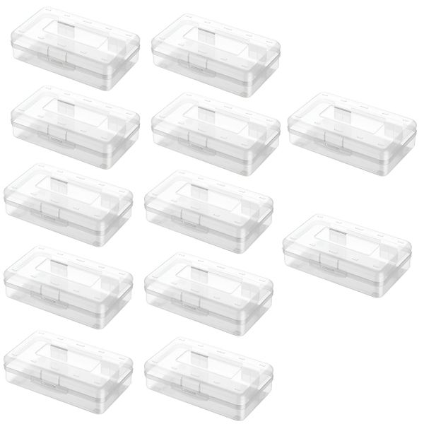 12 Pcs Plastic Pencil Case Storage Boxes for School &amp; Office Use - Clear