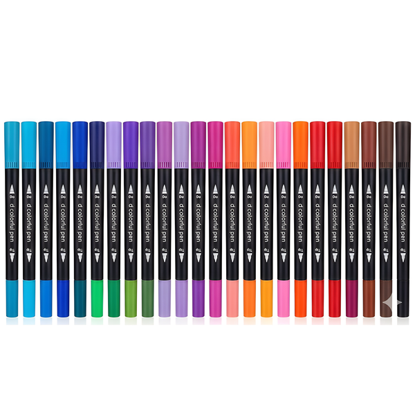 48 Dual Tip Art Markers Brush &amp; Fine Point Pen Set with Case