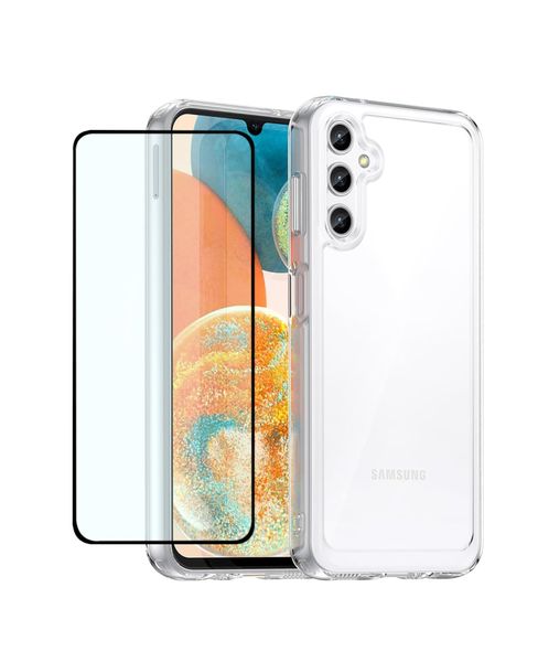 TPU Clear Pouch And Tempered Glass Protector Compatible with Samsung Galaxy A05S