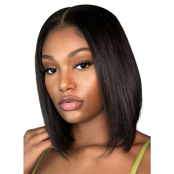 Top quality 100% human hair 12inch Straight Wig Golden Perfect