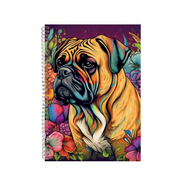 Dog Bullmastiff Orchids Flower Neon Notebook Gift Idea A4 Notepad Pad 74