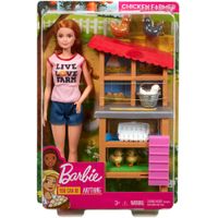 barbie careers chicken farmer doll & chicken coop playset